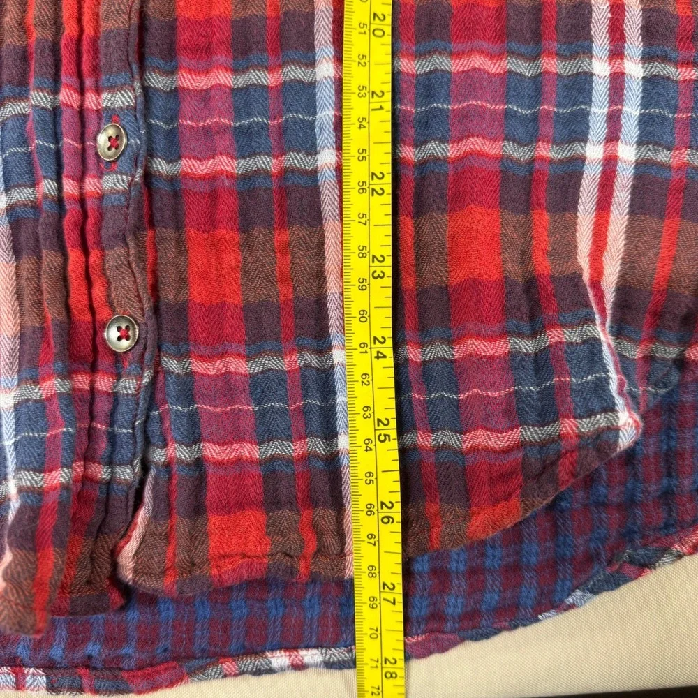 Free People Magical Plaid Embroidered Floral Button Down Shirt Small Flannel GUC